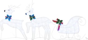 vidaXL LED Ελάφια 3 pcs Κρύο Λευκό ύφασμα