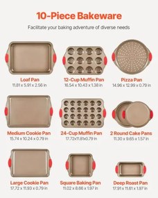 VEVOR Baking Pan Set 10-Piece Nonstick Carbon Steel Set with Silicone Handles