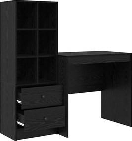 vidaXL Γραφείο με συρτάρι με ράφι με αποθήκευση 2 pcs Μαύρη Οξυά