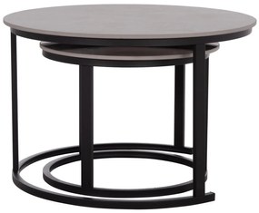 Τραπεζάκια σαλονιού TALOS Σετ 2 τμχ. Κεραμικό TOP με Όψη Γκρί Μαρμάρου Φ70 + Φ50εκ. 70x70x45.5 εκ.