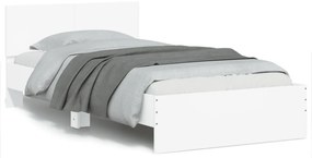 Πλαίσιο Κρεβατιού με Κεφαλάρι Λευκό 100x200 εκ. Επεξ. Ξύλο