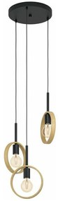 Φωτιστικό Οροφής 43551 Ipsden 3/E27 Black-Beige Eglo Metal,Wood