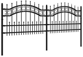 vidaXL Φράχτης Κήπου με Κορυφή Δόρυ Μαύρος 240x75 εκ. από Ατσάλι με Ηλεκτροστατική Βαφή