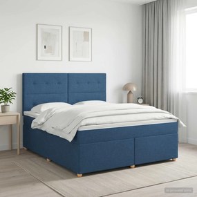 vidaXL Κρεβάτι box spring με στρώμα Μπλε 140 x 200 cm Ύφασμα