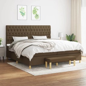 vidaXL Κρεβάτι Boxspring με Στρώμα Σκούρο Καφέ 200x200 εκ. Υφασμάτινο