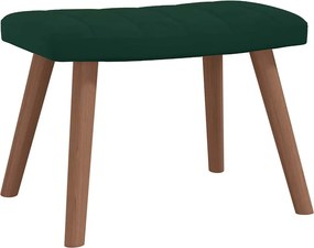 vidaXL Πολυθρόνα Relax Σκούρο Πράσινο Βελούδινη με Σκαμπό