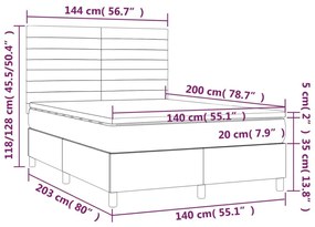 Κρεβάτι Boxspring με Στρώμα Σκούρο Γκρι 140x200 εκ Υφασμάτινο - Γκρι