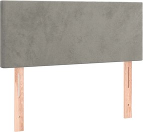 vidaXL Κρεβάτι Boxspring με Στρώμα &amp; LED Αν.Γκρι 90x200 εκ. Βελούδινο