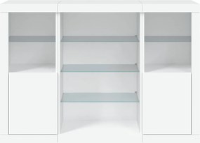 vidaXL Μπουφέδες με Φώτα LED 3 τεμ. Λευκοί από Επεξεργασμένο Ξύλο