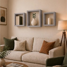 ΡΑΦΙΈΡΕΣ/ΡΆΦΙΑ ΤΟΊΧΟΥ SET OF 3 NESTED CUBES MDF 23/26,5/30CM WHITE OAK 6