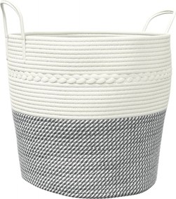 vidaXL Καλάθι Αποθήκευσης Γκρι και Λευκό Ø43 x 38 εκ. Βαμβακερό