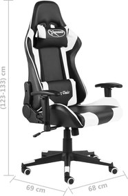 vidaXL Καρέκλα Gaming Περιστρεφόμενη Λευκή PVC