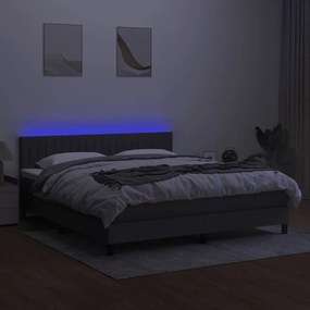 vidaXL Κρεβάτι Boxspring με Στρώμα & LED Σκ.Γκρι 160x200 εκ Υφασμάτινο