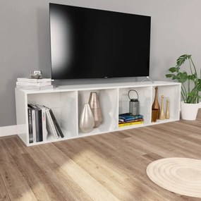 vidaXL Βιβλιοθήκη/Έπιπλο TV Γυαλιστερό Λευκό 36x30x143 εκ. Επεξ. Ξύλο