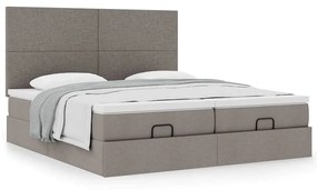 vidaXL Οθωμανικό κρεβάτι με στρώματα Taupe 180x200cm ύφασμα