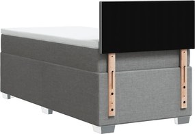 vidaXL Κρεβάτι Boxspring με Στρώμα Ανοιχτό Γκρι 90x200 εκ. Υφασμάτινο