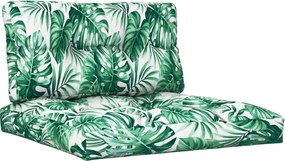 vidaXL Μαξιλάρια Παλέτας 2 τεμ. Σχέδιο Φύλλων Υφασμάτινα