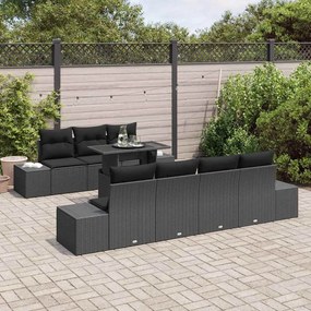 vidaXL Σετ Καναπέ Κήπου με μαξιλάρι 8 pcs Μαύρο 100 x 55 x 73 εκ.
