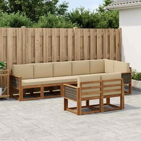 vidaXL Σειρά Καναπέ Εξωτερικού 8 pcs Φυσικό και Μπεζ Πολυεστέρας