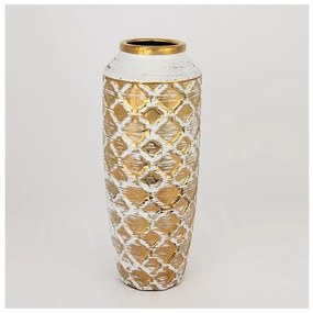 Βάζο Κεραμικό Λευκό &amp; Χρυσό 12.5x12.5x27.5cm 752-20063 Estheti-752-20063-Λευκό-Χρυσό 752-20063