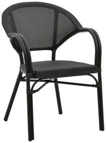 Πολυθρόνα Elyza pakoworld μαύρο αλουμίνιο-μαύρο textilene 57x62x84εκ