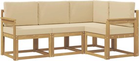 vidaXL Σειρά Καναπέ Εξωτερικού με μαξιλάρι 4 pcs Λευκό και Μπεζ