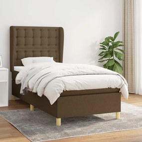 vidaXL Κρεβάτι Boxspring με Στρώμα Σκούρο Καφέ 80x200 εκ. Υφασμάτινο