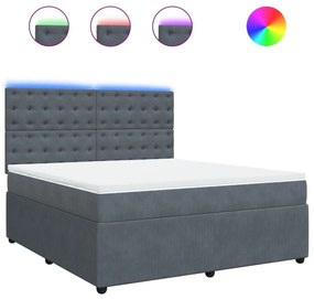 Κρεβάτι Boxspring με Στρώμα Σκούρο Γκρι 180x200 εκ. Βελούδινο - Γκρι