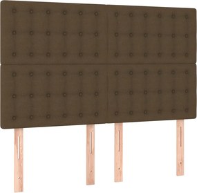 vidaXL Κρεβάτι Boxspring με Στρώμα Σκούρο Καφέ 140x190 εκ. Υφασμάτινο