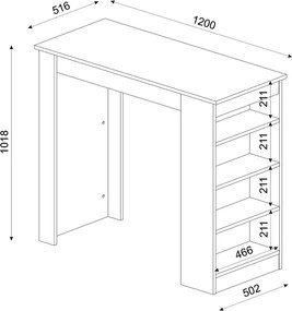 Τραπέζι μπαρ Monaco Megapap χρώμα λευκό - sapphire oak 120x51,6x101,8εκ.