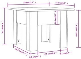 Τραπεζάκι Σαλονιού Καφέ Δρυς 55x55x42 εκ. Επεξεργασμένο Ξύλο - Καφέ