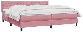 Box Spring κρεβάτι με στρώμα ροζ 200x220 cm Βελούδινο - Ροζ