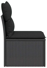 vidaXL Καναπές Κήπου Χωρίς Μπράτσα με Μαξιλάρια Μαύρος από Συνθετικό Ρατάν