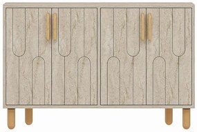 Μπουφές Vincent 327ODS1289 120x29,6x73,6cm Travertine Beige-Oak Μοριοσανίδα, Μελαμίνη