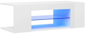 vidaXL Έπιπλο Τηλεόρασης με LED Γυαλιστερό Λευκό 90x39x30 εκ.