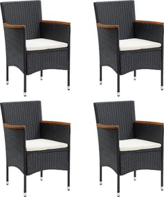 vidaXL Σετ Τραπεζαρίας Κήπου 5 Τεμαχίων Μαύρο με Μαξιλάρια
