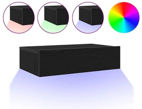 vidaXL Έπιπλο Τηλεόρασης με Φωτιστικά LED Μαύρο Δρυς 60x35x15,5 εκ.