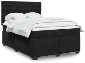 vidaXL Κρεβάτι Boxspring με Στρώμα Μαύρο 140x190 εκ. Βελούδινο