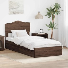 vidaXL Κρεβάτι Αποθήκης Καφέ δρυς 70 x 190 cm Επεξεργασμένο ξύλο