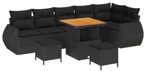 vidaXL Σετ Καναπέ Κήπου 9 pcs Μαύρο συνθετικό ρατάν