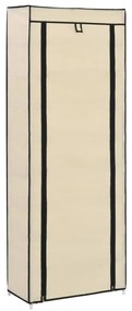 Παπουτσοθήκη με Κάλυμμα Κρεμ 57 x 29 x 162 εκ. Υφασμάτινη - Κρεμ