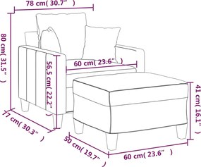 vidaXL Πολυθρόνα Κρεμ 60 εκ. Υφασμάτινη με Υποπόδιο