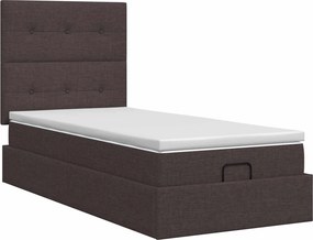vidaXL Κρεβάτι Ottoman με στρώμα Σκούρο Καφέ 100 x 200 cm Ύφασμα