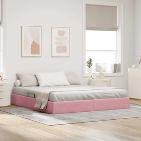 vidaXL Κρεβάτι Οθωμανικού Τύπου Ροζ 180 x 200 cm Βελούδο