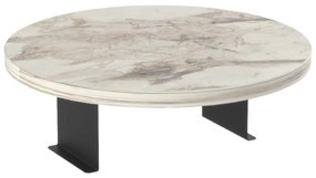 Βοηθητικό τραπεζάκι Linea όψη γκρι μαρμάρου - μαύρα μεταλλικά πόδια Φ35,5x5 εκ. 35.5x35.5x5 εκ.