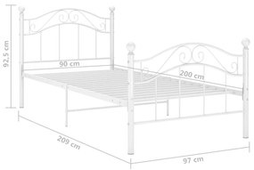 Πλαίσιο Κρεβατιού Λευκό 90 x 200 εκ. Μεταλλικό - Λευκό
