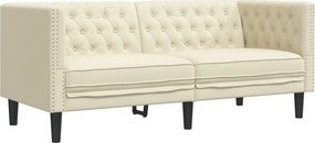 vidaXL Καναπές Διθέσιος Chesterfield Κρεμ από Συνθετικό Δέρμα