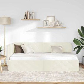 vidaXL Κρεβάτι Γωνίας Κρεμ 90 x 200 cm Βελούδο