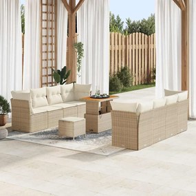 vidaXL Σετ Καναπέ Κήπου 11 pcs Μπεζ συνθετικό ρατάν
