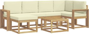 vidaXL Σειρά Καναπέ Εξωτερικού με μαξιλάρι 7 pcs Λευκό και Κρεμ